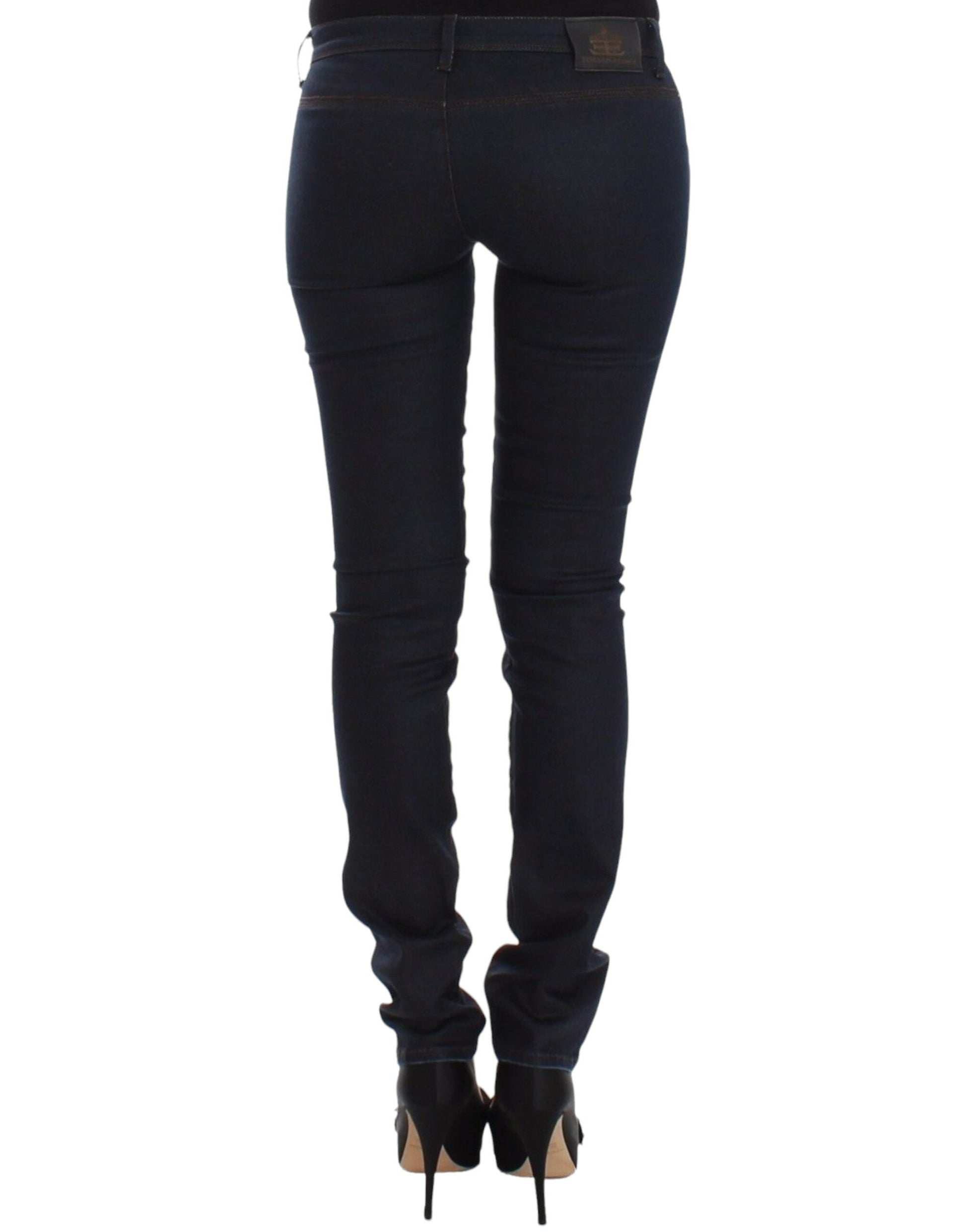 Chic Dark Blue Slim Jeans for Elegant Style - SEHABRANDS