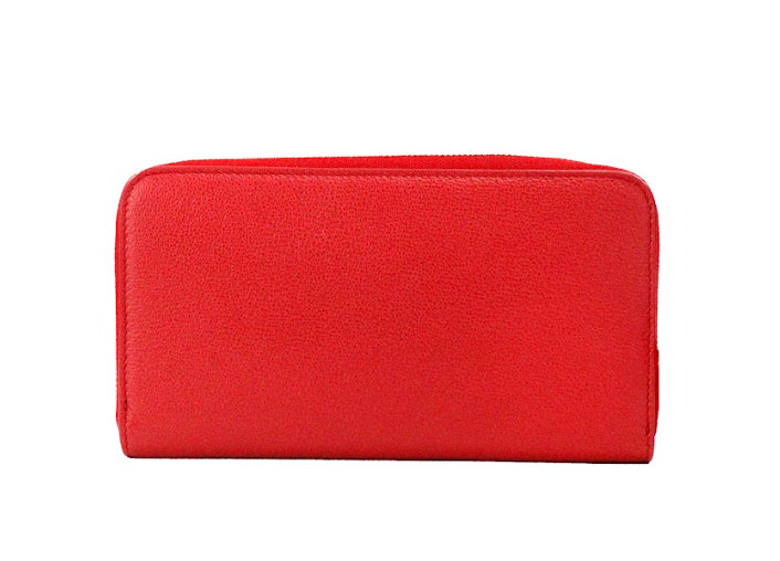 Elmore Red Embossed Logo Leather Continental Clutch Wallet - SEHABRANDS