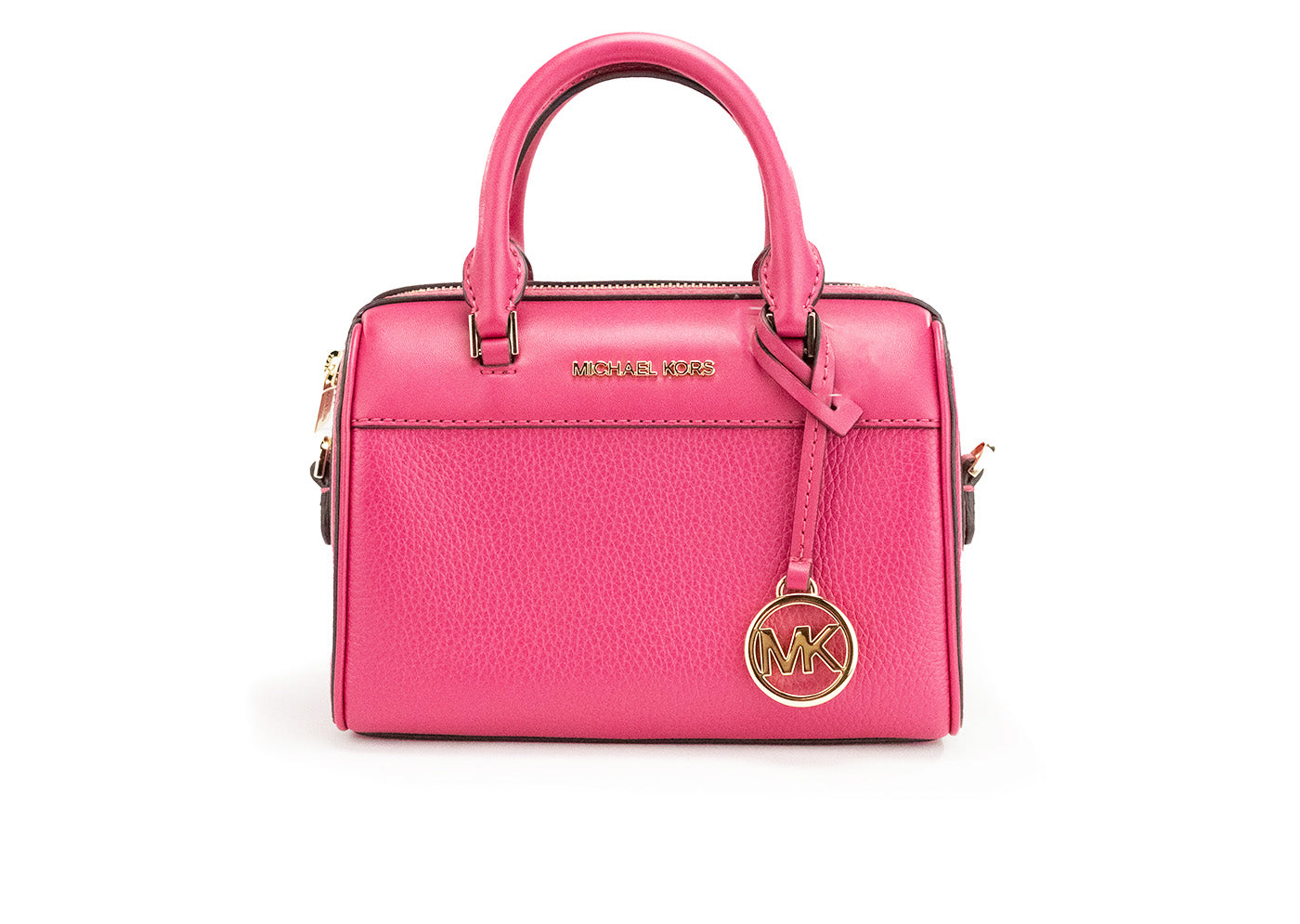 Travel XS Carmine Pink Leather Duffle Crossbody Handbag Purse - SEHABRANDS