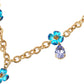 Dolce & Gabbana Gold Brass Chain Crystal Floral Pendant Charm Necklace