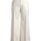 Dolce & Gabbana White Wool Wide Leg Mid Waist Pants