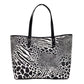 Carter Large Black Animal Print PVC Open Tote Shoulder Purse Bag - SEHABRANDS