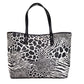 Carter Large Black Animal Print PVC Open Tote Shoulder Purse Bag - SEHABRANDS