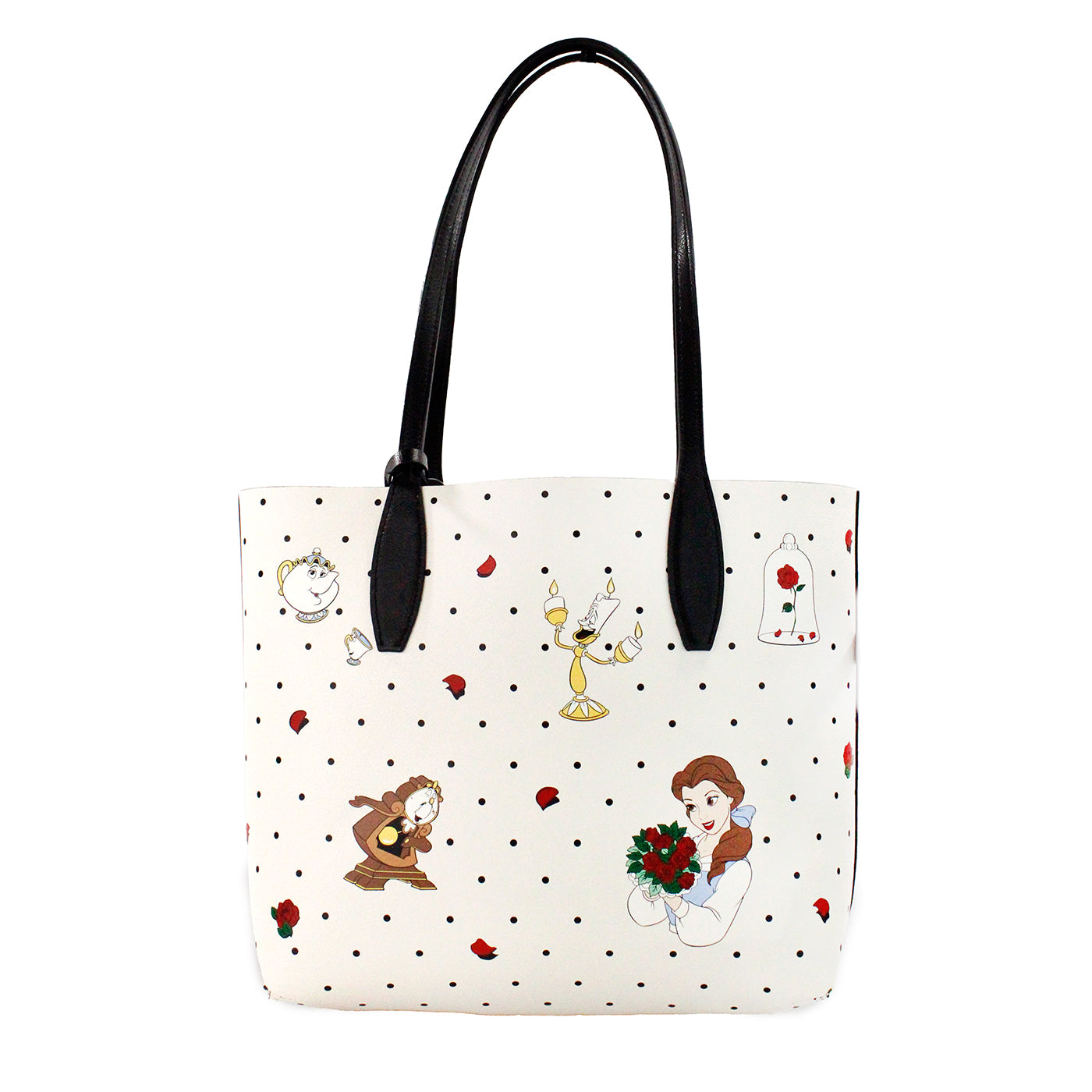 Disney Beauty And The Beast Small Leather Reversible Tote Handbag - SEHABRANDS