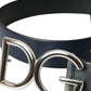 Dolce & Gabbana Blue Leather Silver Metal Logo Buckle Belt Men