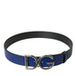 Dolce & Gabbana Blue Leather Silver Metal Logo Buckle Belt Men