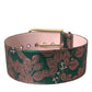 Dolce & Gabbana Multicolor Floral Jacquard Lurex Gold Buckle Belt