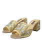 Dolce & Gabbana Gold Sequin Leather Heels Sandals Shoes