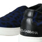 Dolce & Gabbana Blue Calfskin Hair Leopard Sneakers Shoes