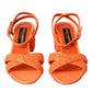 Dolce & Gabbana Orange Sequin Ankle Strap Sandals Shoes