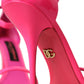 Dolce & Gabbana Pink Leather Crystal Heels Sandals Shoes