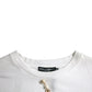 Dolce & Gabbana White Embellished Cotton Crew Neck T-shirt