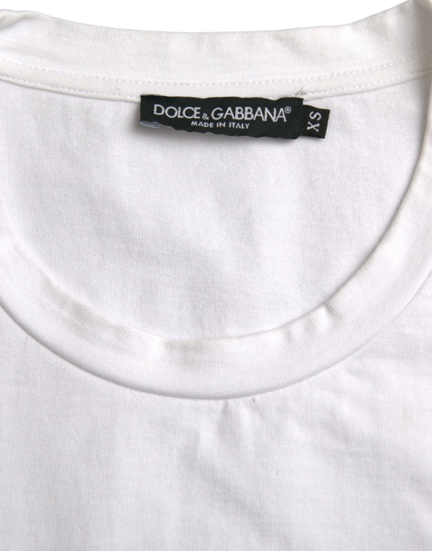 Dolce & Gabbana White Amor Heart Cotton Crewneck Short Sleeve T-shirt