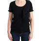 Elegant Black Lana Wool Top - SEHABRANDS