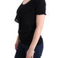 Elegant Black Lana Wool Top - SEHABRANDS