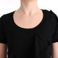 Elegant Black Lana Wool Top - SEHABRANDS