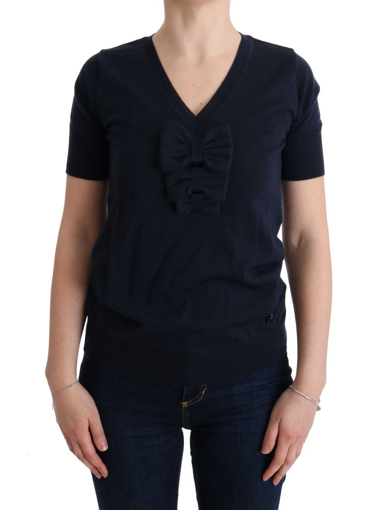 Elegant Blue Wool Top - Chic Everyday Elegance - SEHABRANDS