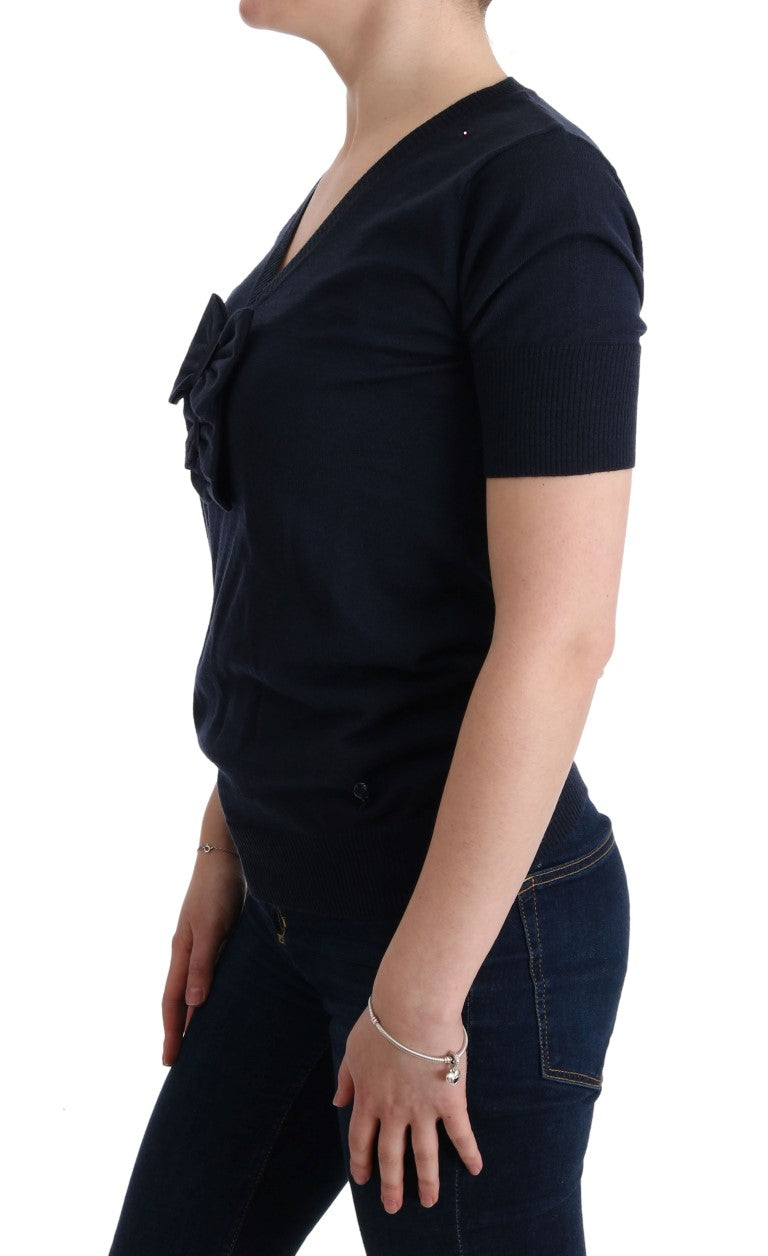 Elegant Blue Wool Top - Chic Everyday Elegance - SEHABRANDS