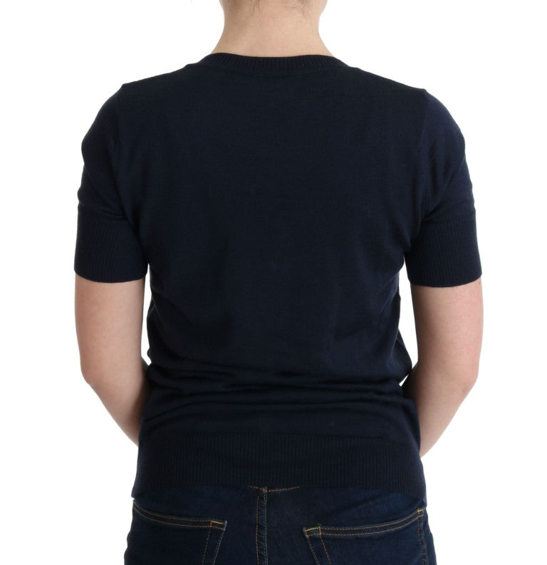 Elegant Blue Wool Top - Chic Everyday Elegance - SEHABRANDS