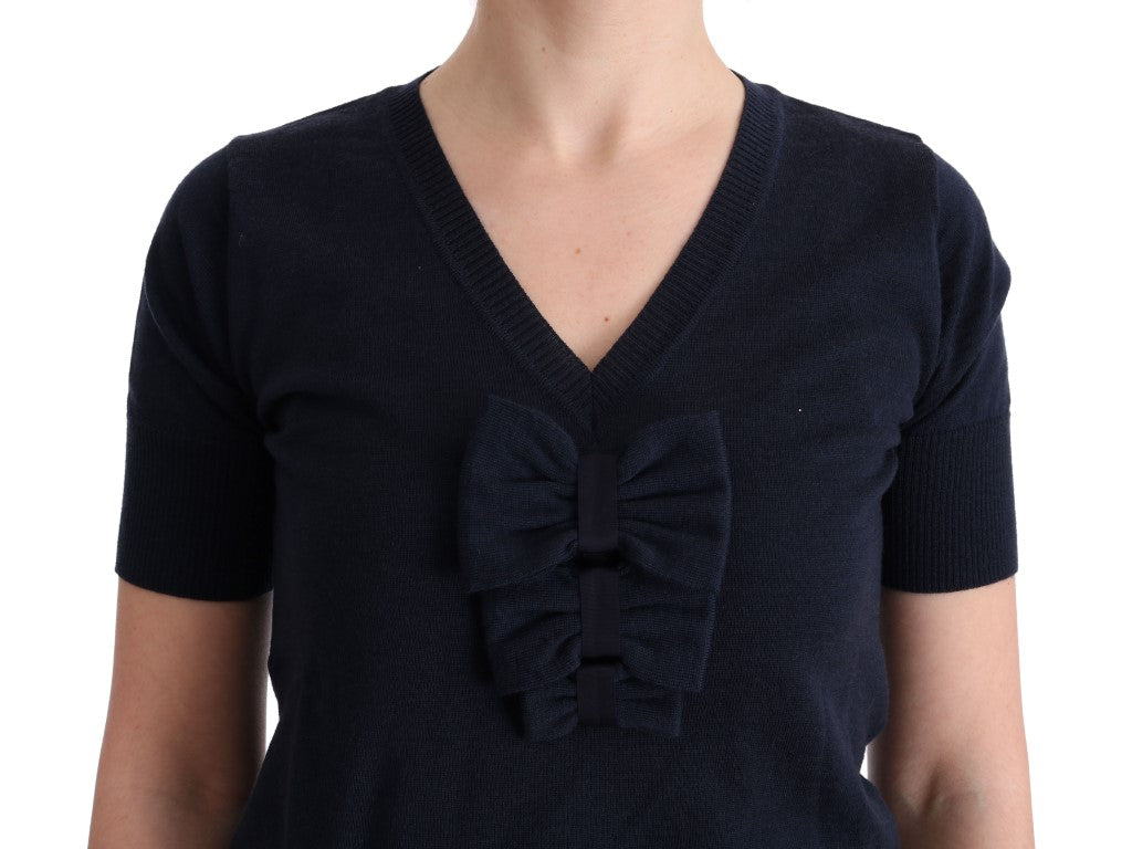 Elegant Blue Wool Top - Chic Everyday Elegance - SEHABRANDS