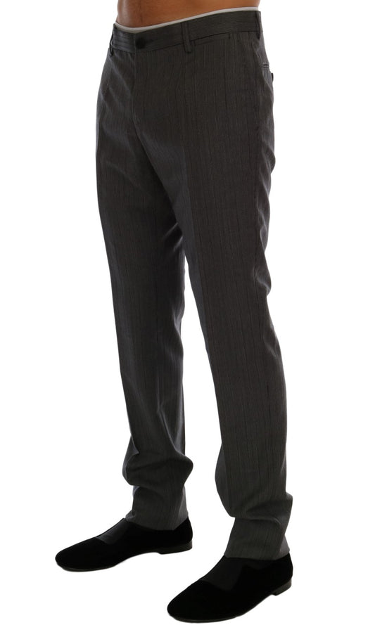 Dolce & Gabbana Elegant Gray Striped Wool Formal Trousers