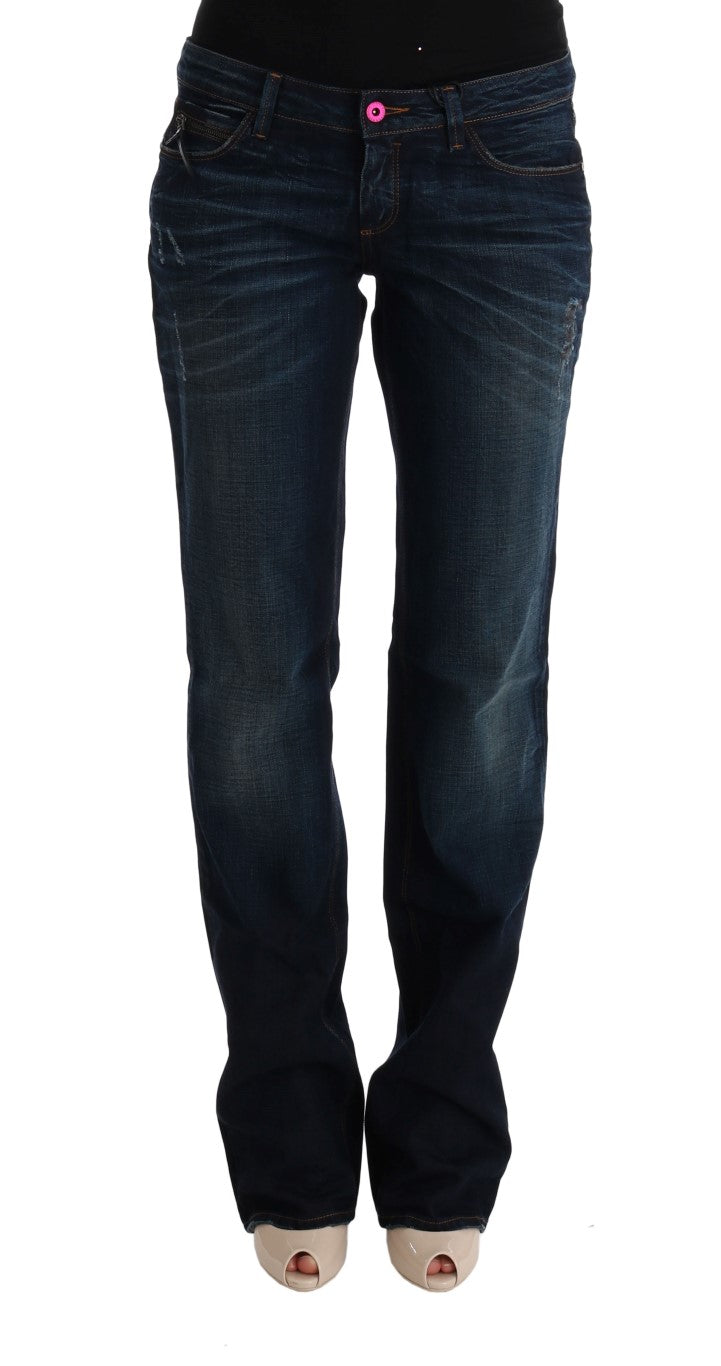 Elegant Blue Regular Fit Cotton Jeans - SEHABRANDS