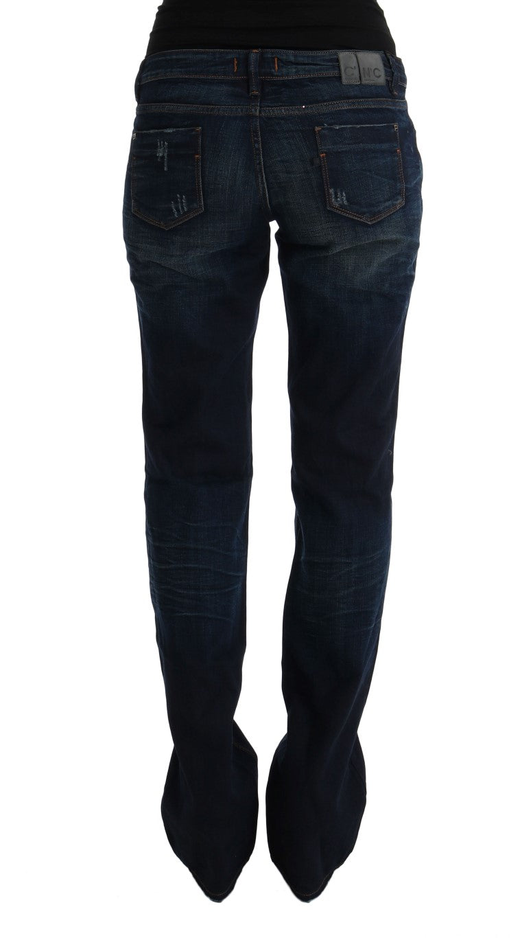 Elegant Blue Regular Fit Cotton Jeans - SEHABRANDS