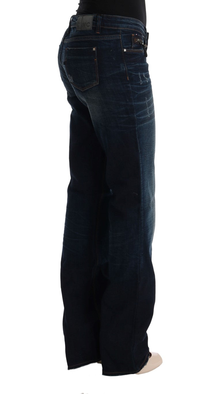 Elegant Blue Regular Fit Cotton Jeans - SEHABRANDS