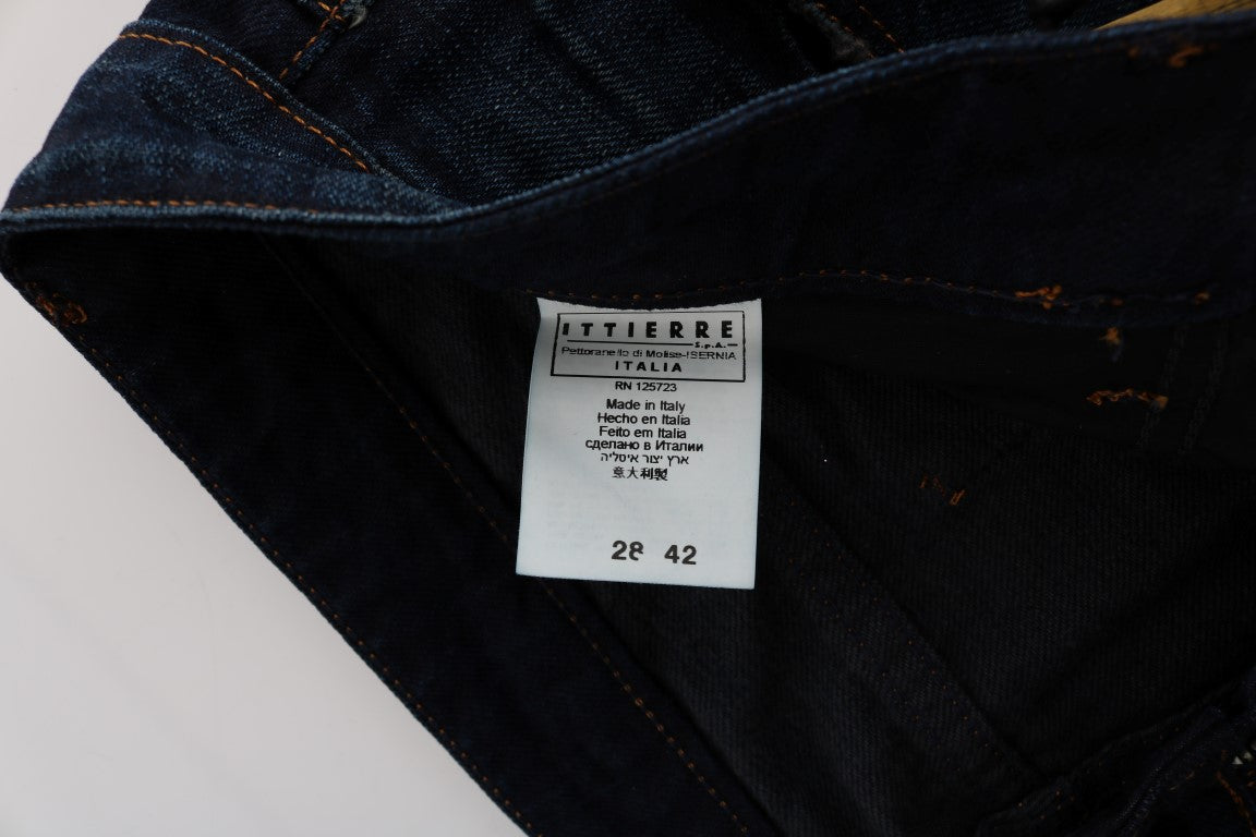 Elegant Blue Regular Fit Cotton Jeans - SEHABRANDS