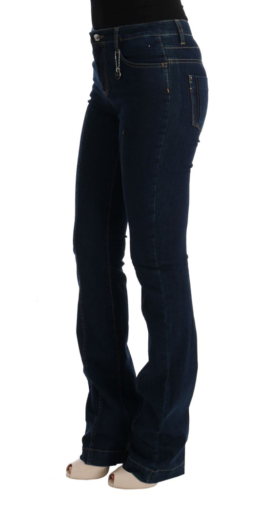 Chic Flared Cotton Jeans in Blue - SEHABRANDS