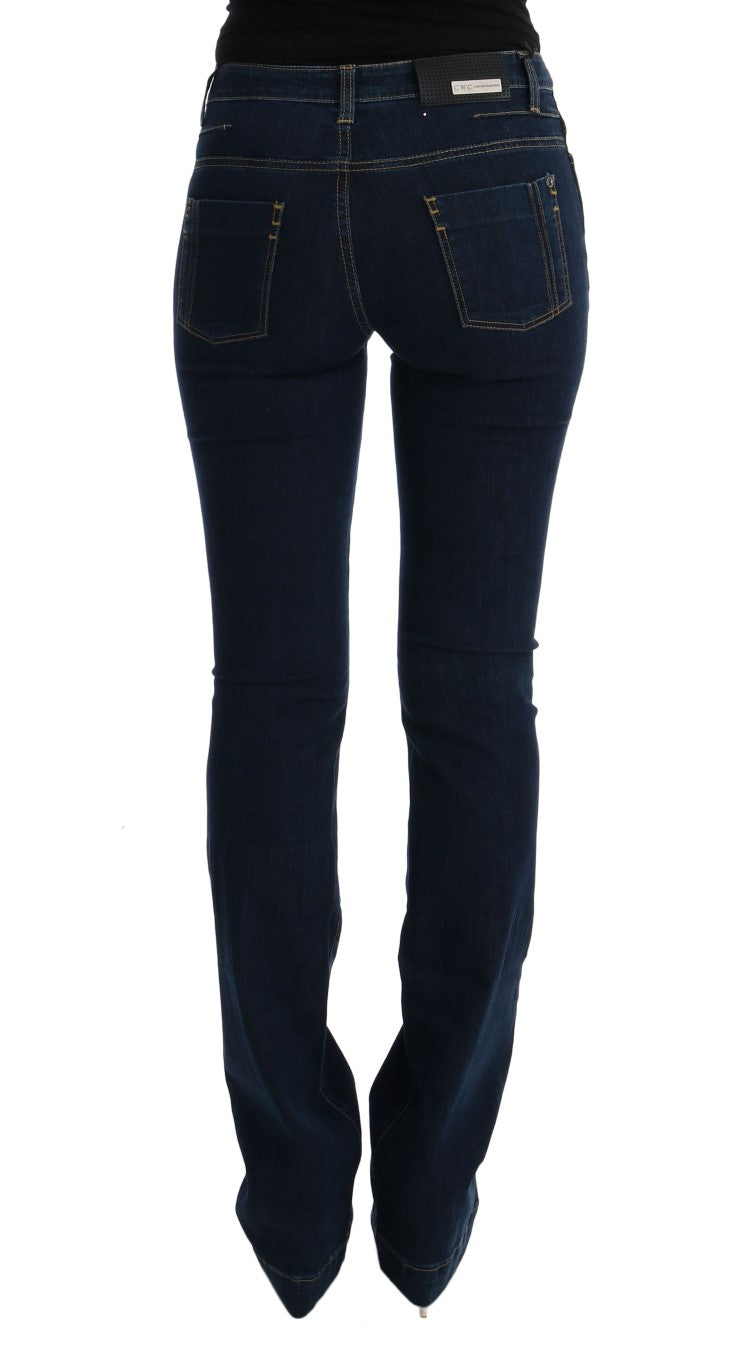 Chic Flared Cotton Jeans in Blue - SEHABRANDS