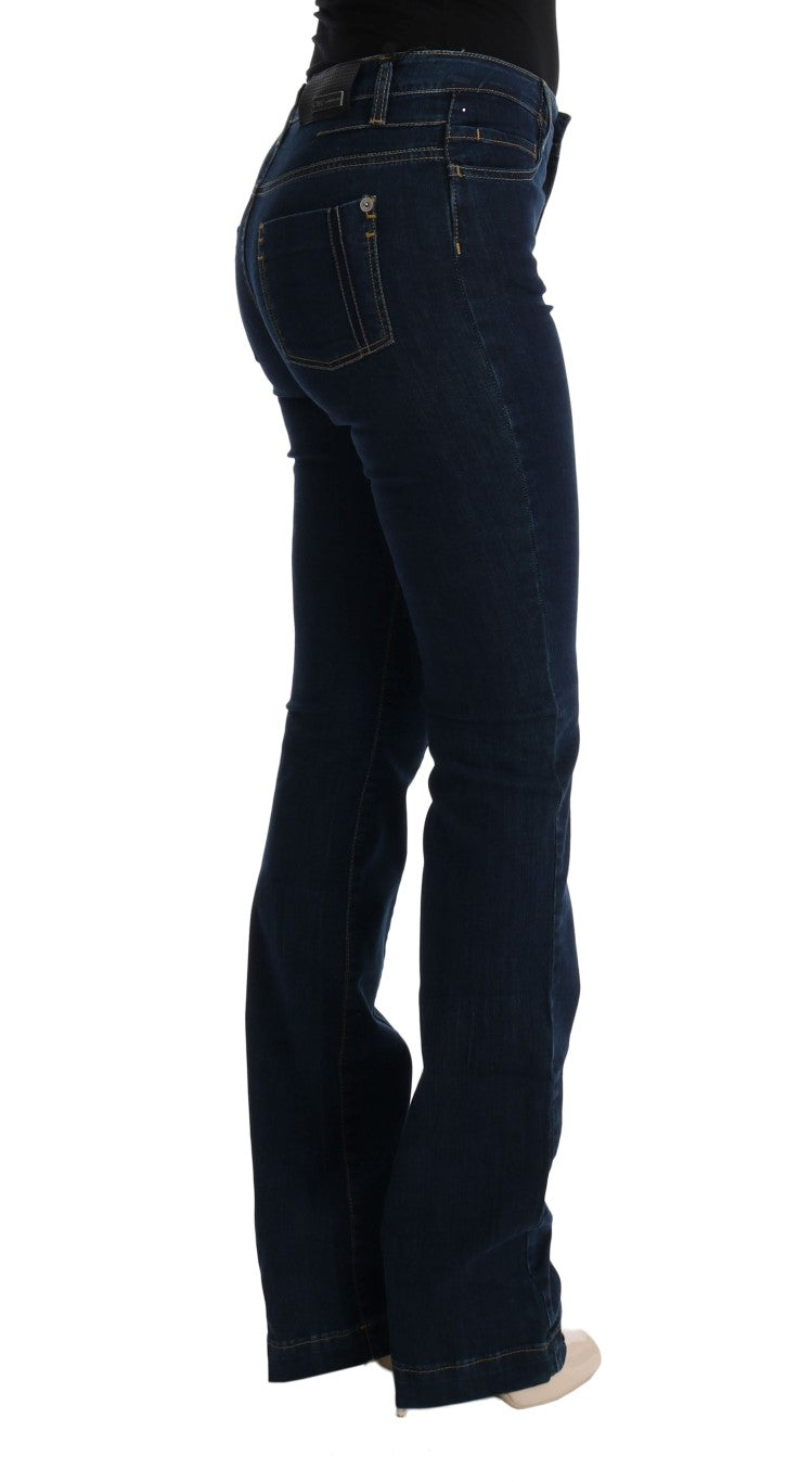 Chic Flared Cotton Jeans in Blue - SEHABRANDS