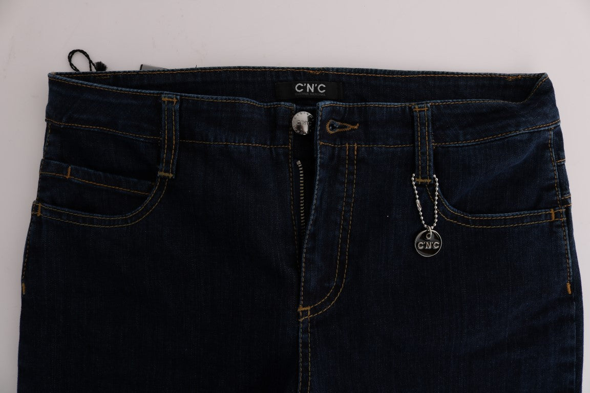 Chic Flared Cotton Jeans in Blue - SEHABRANDS