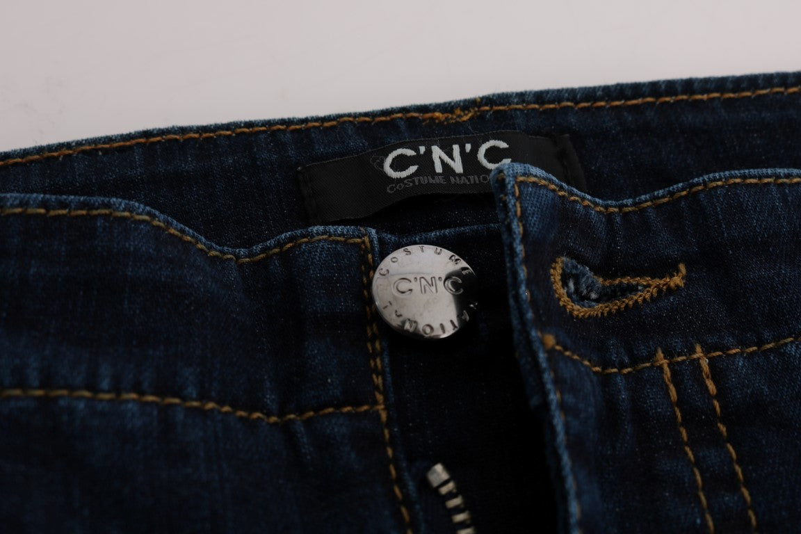 Chic Flared Cotton Jeans in Blue - SEHABRANDS