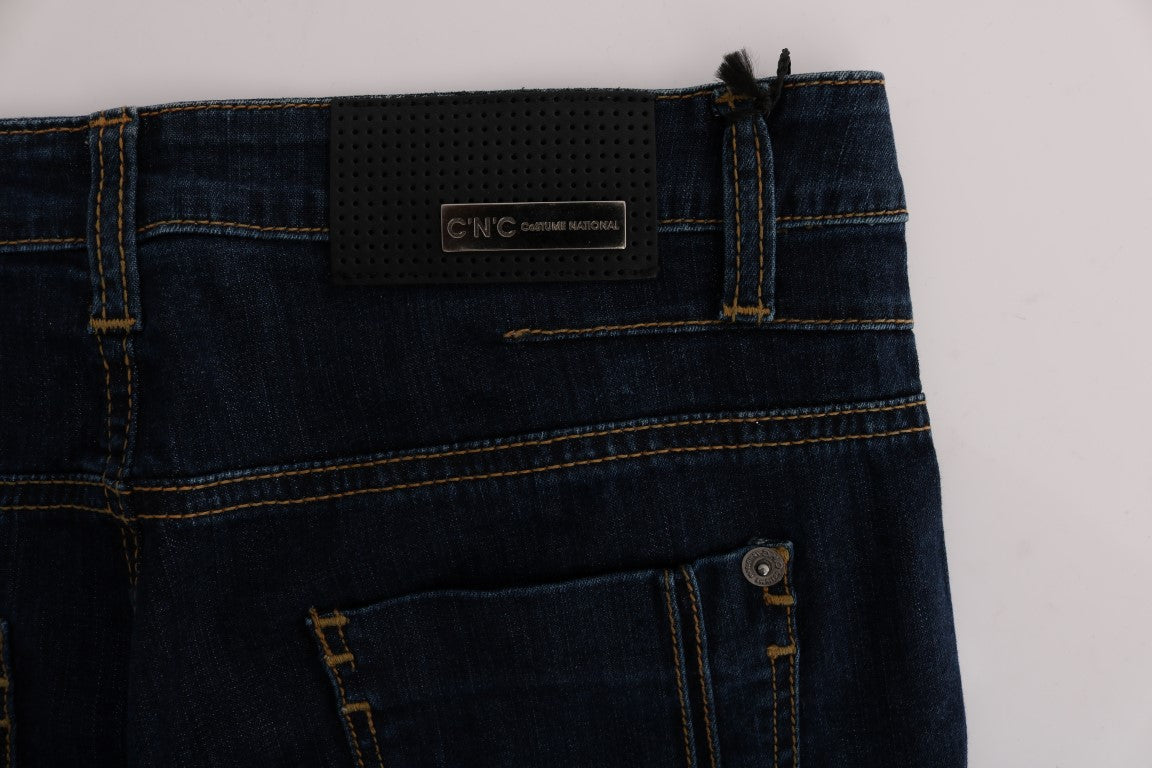 Chic Flared Cotton Jeans in Blue - SEHABRANDS