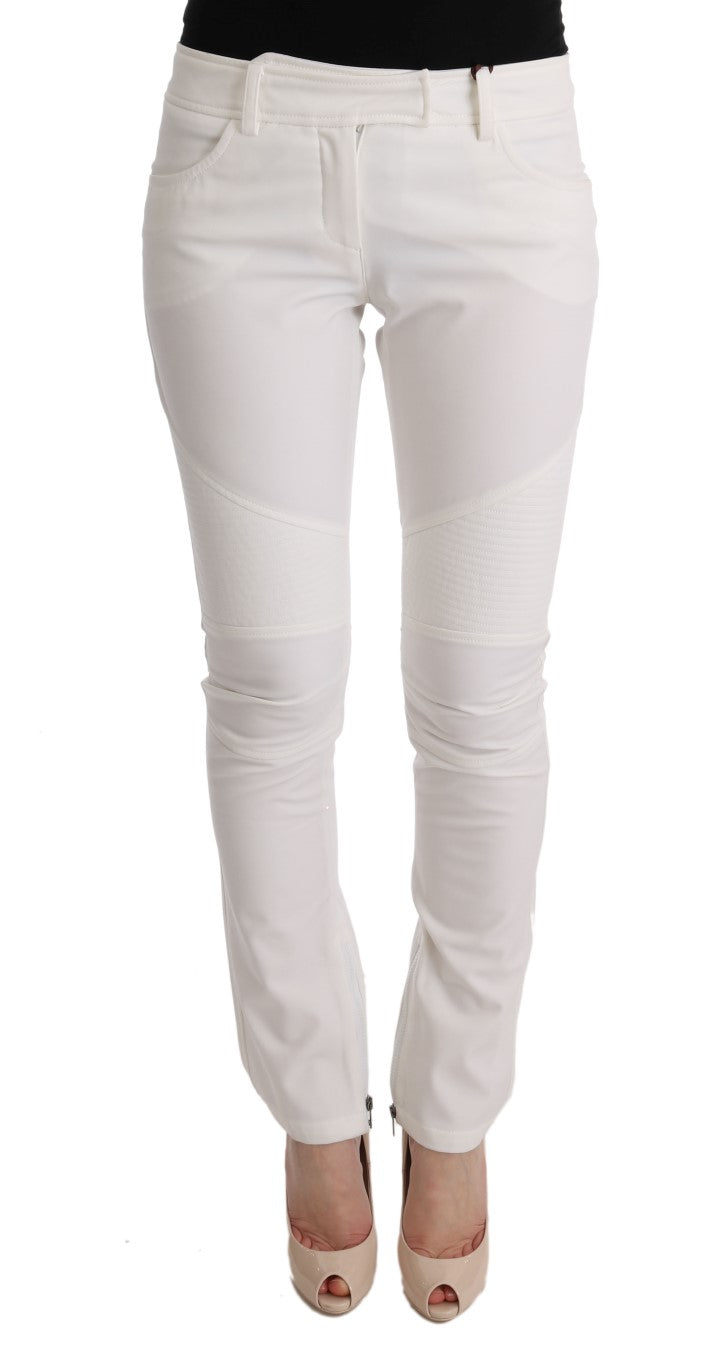 Chic White Slim Fit Cotton Pants - SEHABRANDS