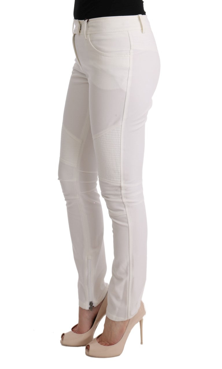 Chic White Slim Fit Cotton Pants - SEHABRANDS