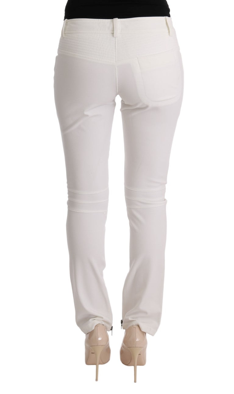 Chic White Slim Fit Cotton Pants - SEHABRANDS