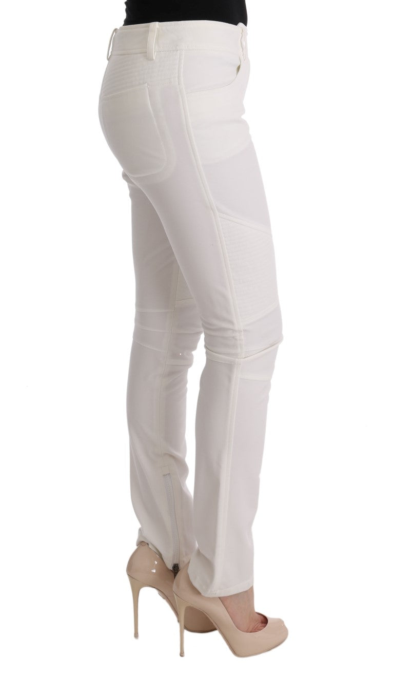 Chic White Slim Fit Cotton Pants - SEHABRANDS