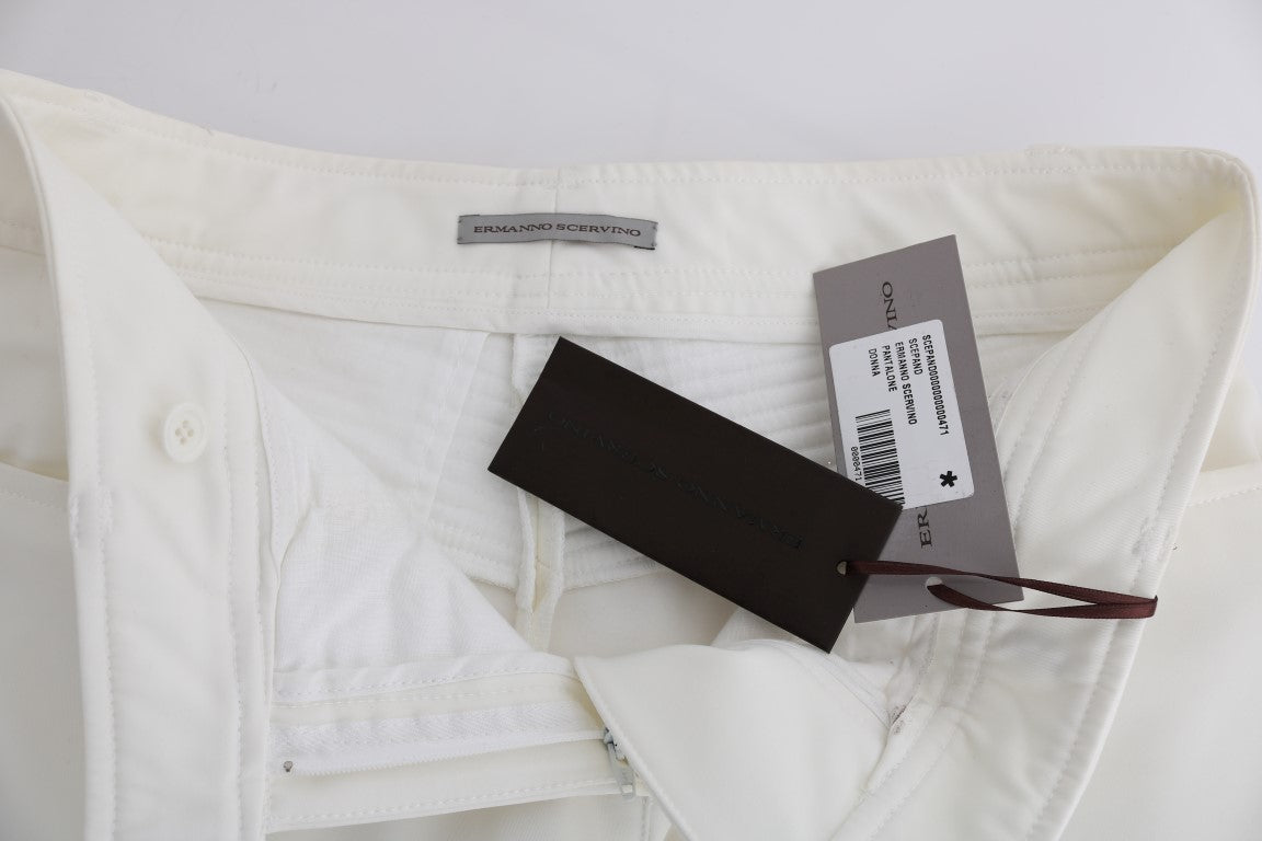 Chic White Slim Fit Cotton Pants - SEHABRANDS