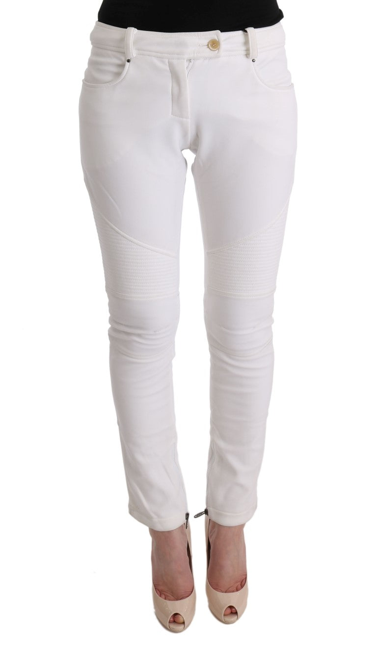 Chic White Slim Fit Cotton Pants - SEHABRANDS