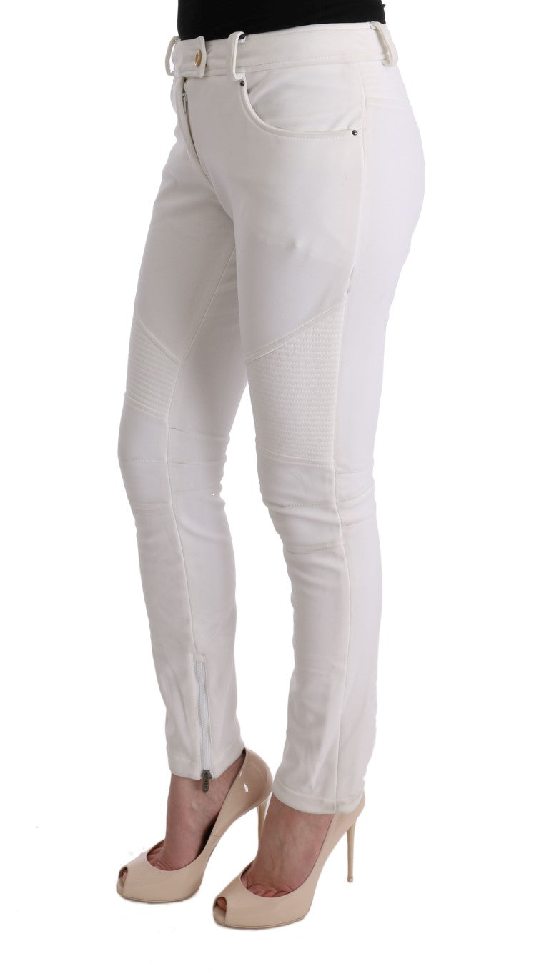 Chic White Slim Fit Cotton Pants - SEHABRANDS