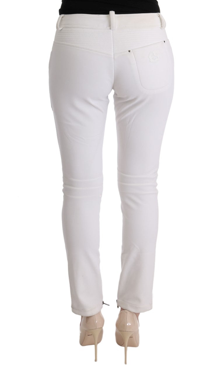 Chic White Slim Fit Cotton Pants - SEHABRANDS