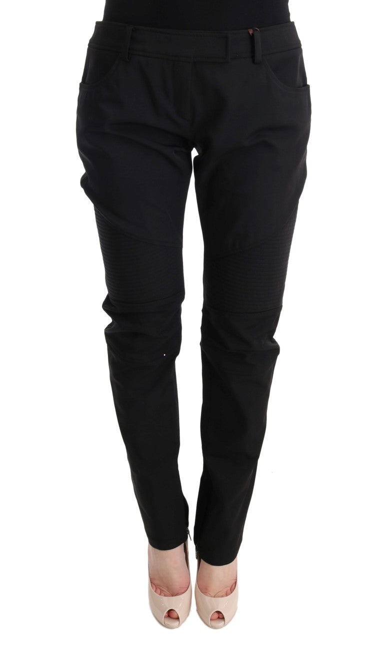 Sleek Black Cotton Slim Fit Pants - SEHABRANDS