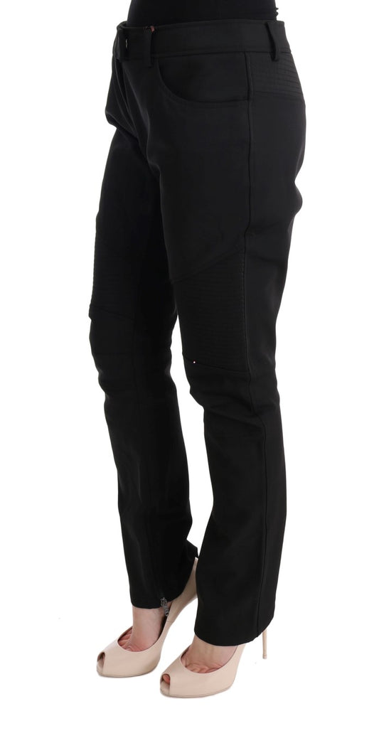 Sleek Black Cotton Slim Fit Pants - SEHABRANDS