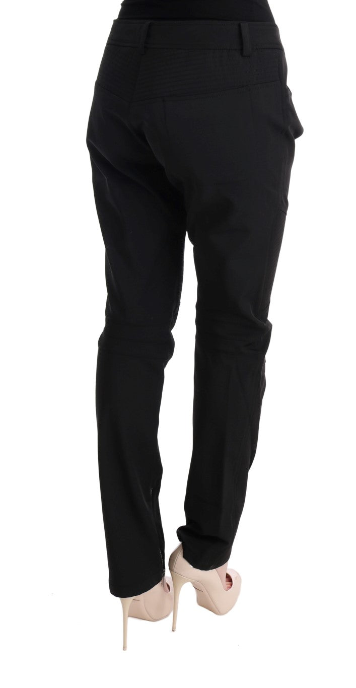 Sleek Black Cotton Slim Fit Pants - SEHABRANDS