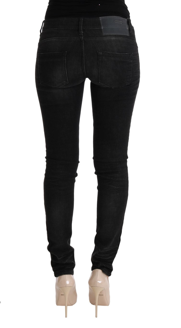 Chic Slim Fit Black Cotton Jeans - SEHABRANDS