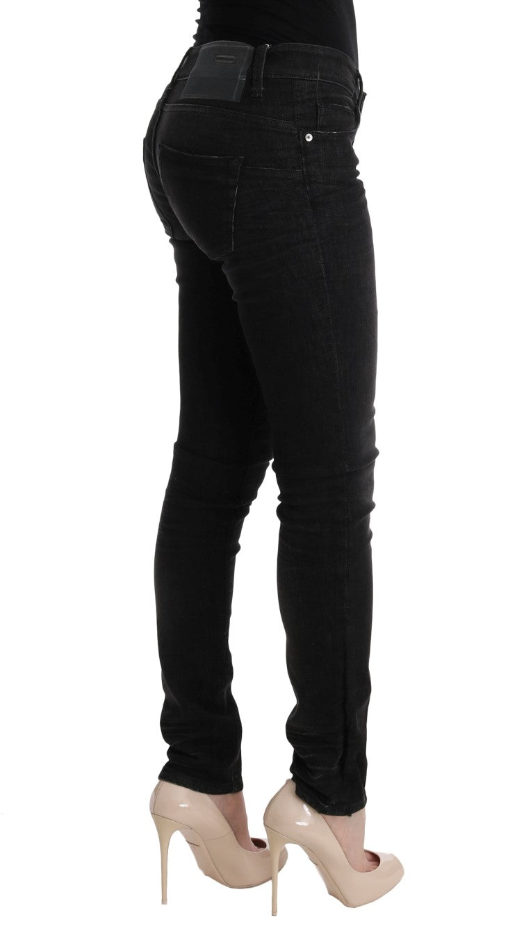 Chic Slim Fit Black Cotton Jeans - SEHABRANDS