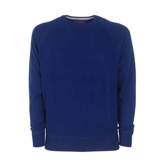 Navy Blue Cashmere Crew Neck Sweater - Slim Fit - SEHABRANDS