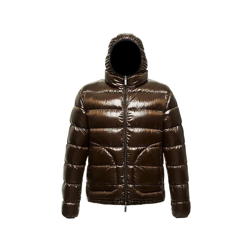 Reversible Hooded Down Jacket in Brown and Black - SEHABRANDS